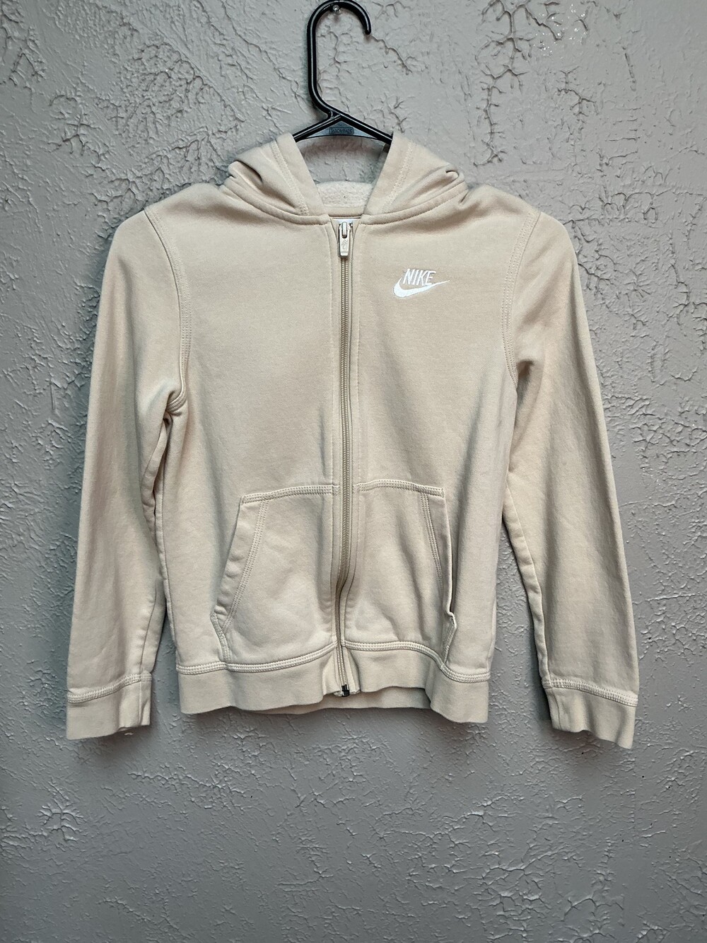 Nike Medium Beige Hoodie Cotton Polyester Full Zip Sweatshirt